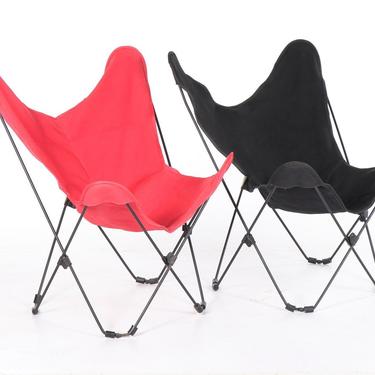 Hedstrom Butterfly Chair Canvas and Metal Black &amp; Red 