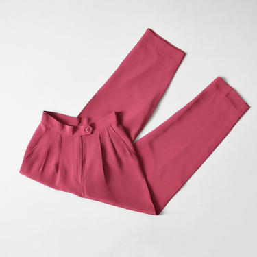 vintage rose silk high waisted trousers, size XS 