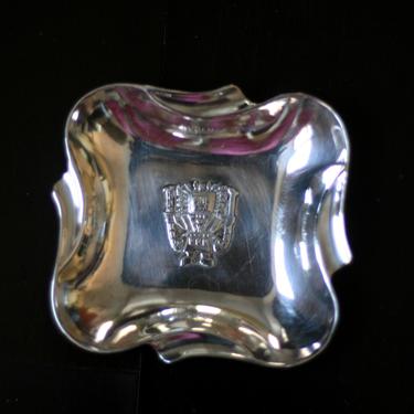 vintage 925 sterling silver ashtray with Inca character in relief made in peru 