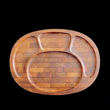 Vintage Mid Century Danish Modern DIGSMED Teak Wood 8 5/8&quot; Serving Tray Platter w/ 4 Compartments 20th Century Modernist Design 