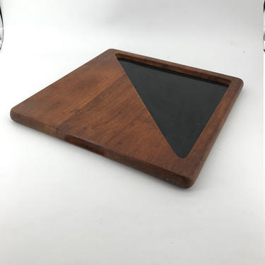 Georges Briard Cutting Board Teak Black Triangle Geometric Vintage Mid-Century Modern 1960s 