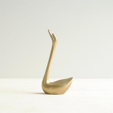 Vintage Brass Swan Figurine 