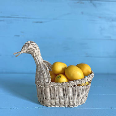 Vintage Rattan Duck Basket, Wicker Animal Basket | Duck Planter, Basket, Boho, Chic, Rustic, Cottage, Cabin Animal Basket, Christmas Gift 