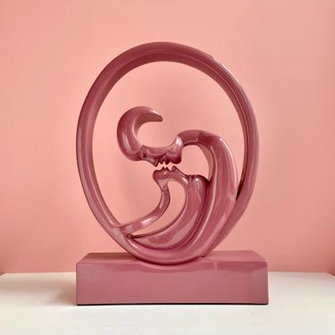 Abstract Lovers Statue - Signed &amp; Dated 1982 
