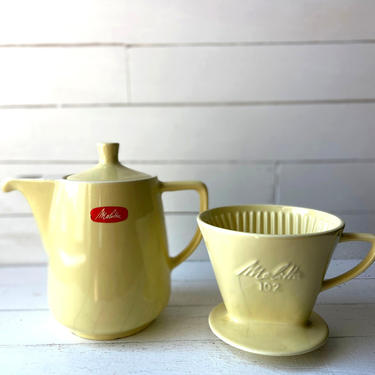 Vintage Melitta Porcelain Coffee Pot German // Vintage Yellow Coffee Dripper And Pot Melitta // Vintage Coffee Collector, Lover // Gift 