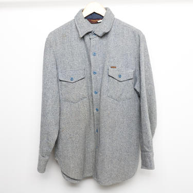 vintage men's 1980s Woolrich style WRANGLER wool blend FLANNEL shirt/jacket -- men's size medium 