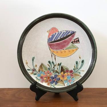 João Serigado Studio Pottery Plate with Bird from Portugal 
