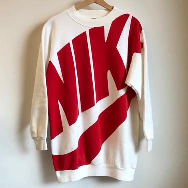 Nike Gray Tag White & Red Big Print Logo Crewneck Sweatshirt