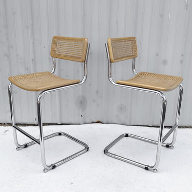 Pair Vintage Cesca Style Bar or Counter Stools 