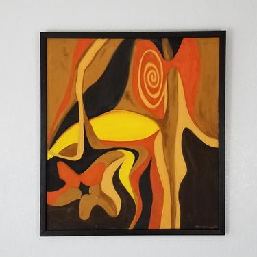 1970's Vintage H. klingensmith Abstract Acrylic  On Canvas Painting . 