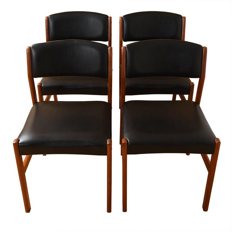 Set of 4 Danish Modern Black + Teak Dining Chairs