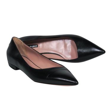 Giorgio Armani - Black Smooth Leather Pointed Toe Flats Sz 7.5