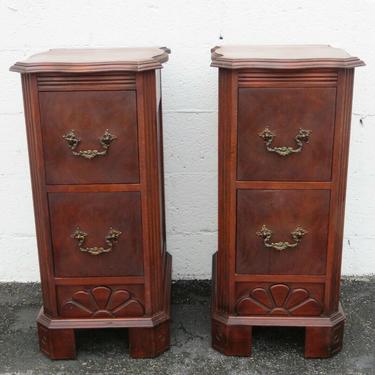 Mahogany Pair of Tall Nightstands End Side Bedside Tables by Aberkathy 2537
