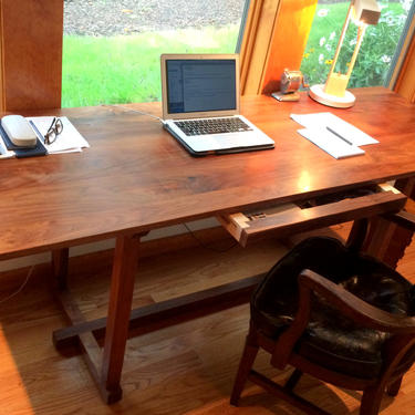 Simple Elegant Walnut Desk Dining Table Mid Century Modern Contemporary Design Custom Order 