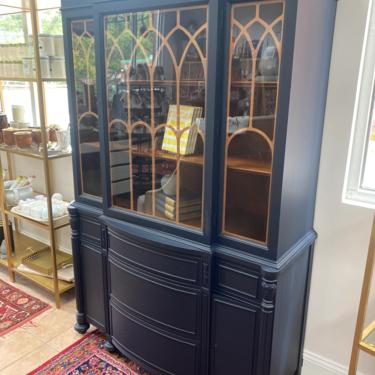 SOLD EXAMPLE custom painting services - Vintage Blue China Cabinet 