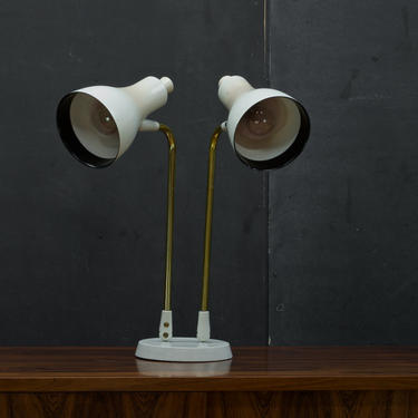 Gerald Thurston for Lightolier Double Shade Desk Lamp Mid-Century Modern Mod Mad Men Eames 
