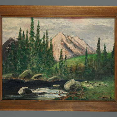 1963 Dennis Berdy Oil Painting Landscape Painting Art Signed Dated Vintage Forest 