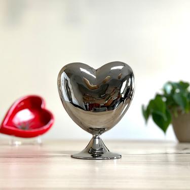 Vintage Mercury Glass Heart Shaped Vase 