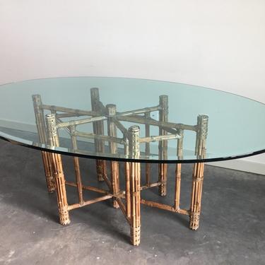 vintage bamboo + glass dining table by McGuire