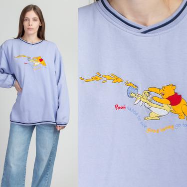 90s Winnie The Pooh Honey Pot Sweatshirt - Extra Large | Vintage Periwinkle Disney Cartoon Graphic Pullover 