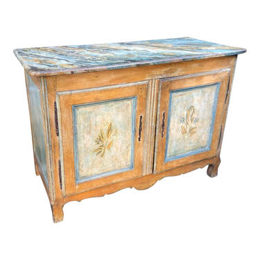 Antique Italian 18th C Tuscan Paint Decorated Sideboard Buffet W Trompe l'Oeil 