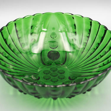 Forest Green Depression Glass Large Dessert Bowl, Anchor Hocking Burple | Vintage Pressed Glass Inspiration 