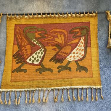 Handwoven Wool Bird Tapestry