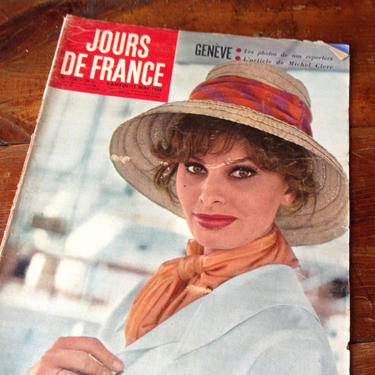 1950s French Fashion Magazine, Jours de France Mid Century Magazine Journal, Advertisement, Gossip, Hollywood Glam, Royals, Sophia Loren 