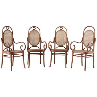 Set of Four Thonet No. 17 Bentwood and Cane Armchairs by ErinLaneEstate