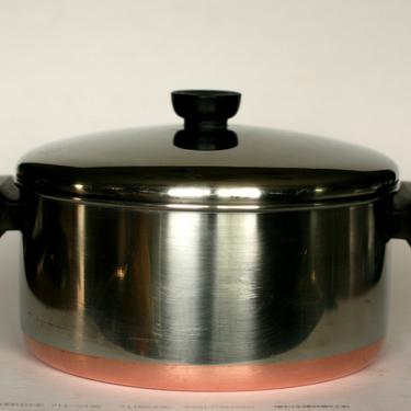 vintage revere ware 4.5 quart stock pot or dutch oven/made in clinton illinois/1988/copper clad bottom 