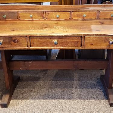 Item #MS1 Antique American Pine Trestle Base Desk