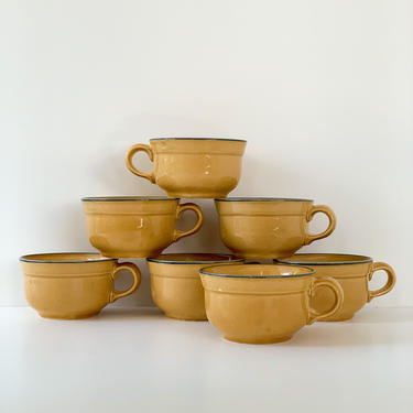One Vintage Pfaltzgraff Coffee Mug, 7 Available, America Pattern Flat Cups, Vintage Stoneware Coffee Cups 