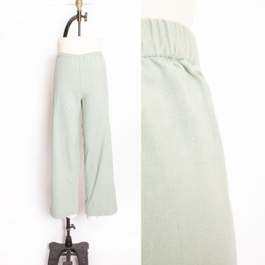 Vintage 1970s Pants Sage Green Cotton High Waist 70s Small S 