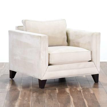 Contemporary Cube Frame Ivory Armchair 