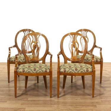 4 Traditional Dining Chairs w/ Pineapple Upholstery