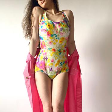 1960s swimsuit vintage 60s floral swimsuit by Sears 