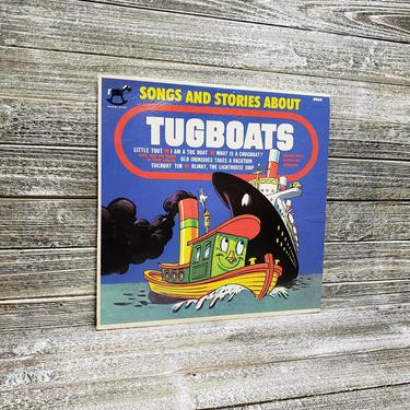 Vintage Songs &amp; Stories Tugboats Record, Childrens Album, Steve Sahlein, Rocking Horse Players Orchestra Record, #5065, Vintage Vinyl Record 
