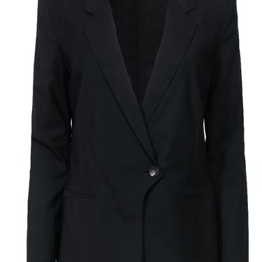 Helmut Lang - Black Buttoned Blazer w/ Curved Opening Sz 8