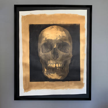 Large Golden Skull Acrylic on Paper (Signed)