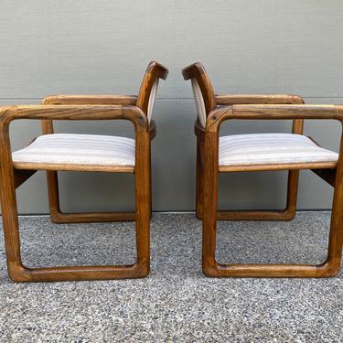 Set of 2 Mid Century Arm Chairs Walnut or Teak 