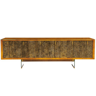 Raphael Important Lacquered Credenza With Textured Bronze Doors 1960s