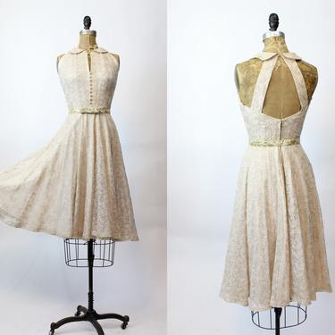 1950s TAMBOUR LACE racer back dress xxs  | new spring 