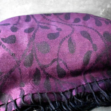 Gorgeous Plum &amp; Black Pashmina - Oversized Scarf or Shawl - Jewel Toned Rich Purple Shawl - 30/70% Silk/Cashmere | FREE SHIPPING 