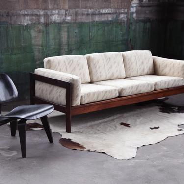 RARE Bastiano Sofa by Tobia Scarpa for Knoll in Rosewood with Knoll textiles upholstered cushions **Fully customizable avail. MCM Postmodern 