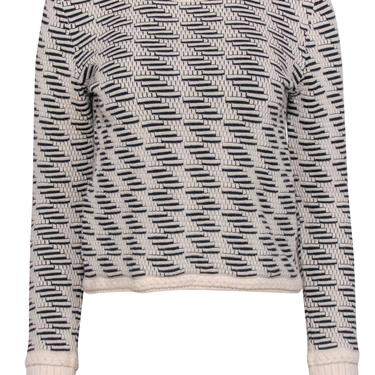 Tory Burch - Ivory & Black Textured Knit Wool Blend Sweater Sz S