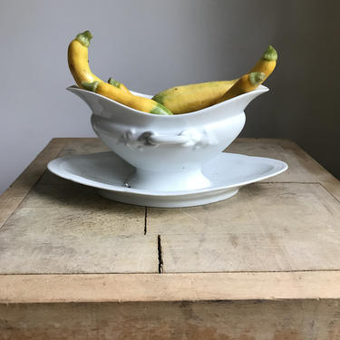 Pure white vintage French sauce boat 