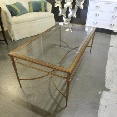 GOLD WASH IRON &#038; GLASS COFFEE TABLE FROM ADAC