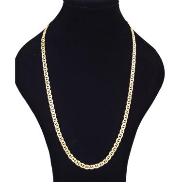 Elegant Vintage Italian 14k Solid Gold Stippled Flat Link Chain Necklace 23.5in 