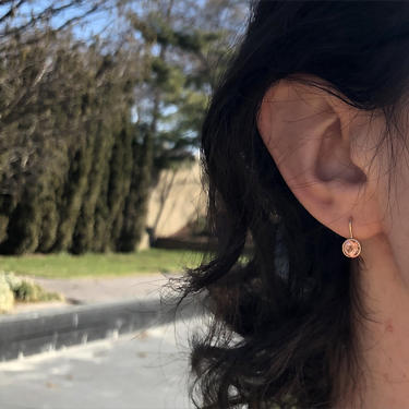 Peach Topaz Gold Fill Drop Earrings Small french wire dangle earrings 
