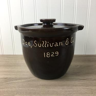 Dorchester Pottery Doe, Sullivan and Co. Inc butter crock - historic Boston vintage pottery 